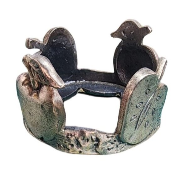 Vintage 1999 Sixtrees Ltd. Apple Pewter Silvertone Candle Holder Teacher Gift - Picture 3 of 4